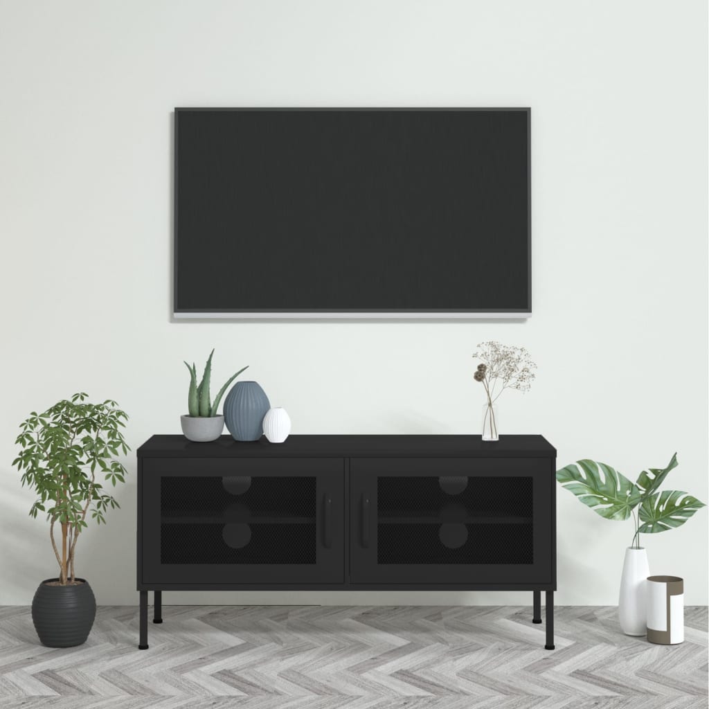 vidaXL TV Stand TV Unit Sideboard Home TV Console Media Unit Cupboard Steel