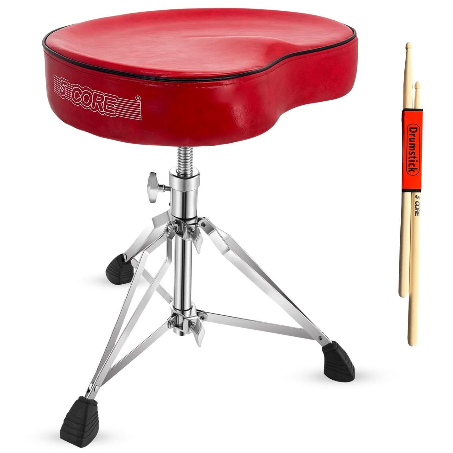 5 Core Drum Throne 4" Padded Guitar Stool Drummer Chair Adjustable Musician Seat