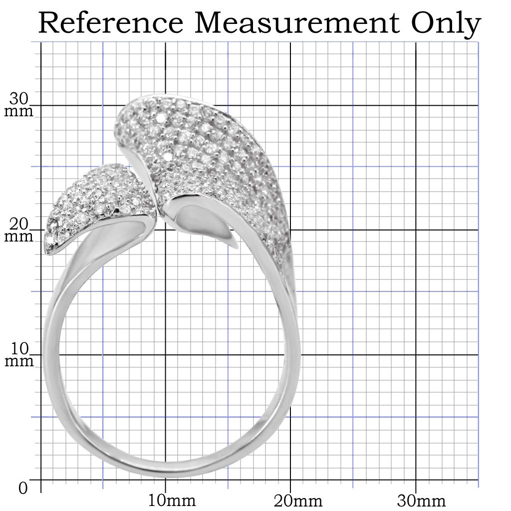 TS032 - Rhodium 925 Sterling Silver Ring with AAA Grade CZ in Clear