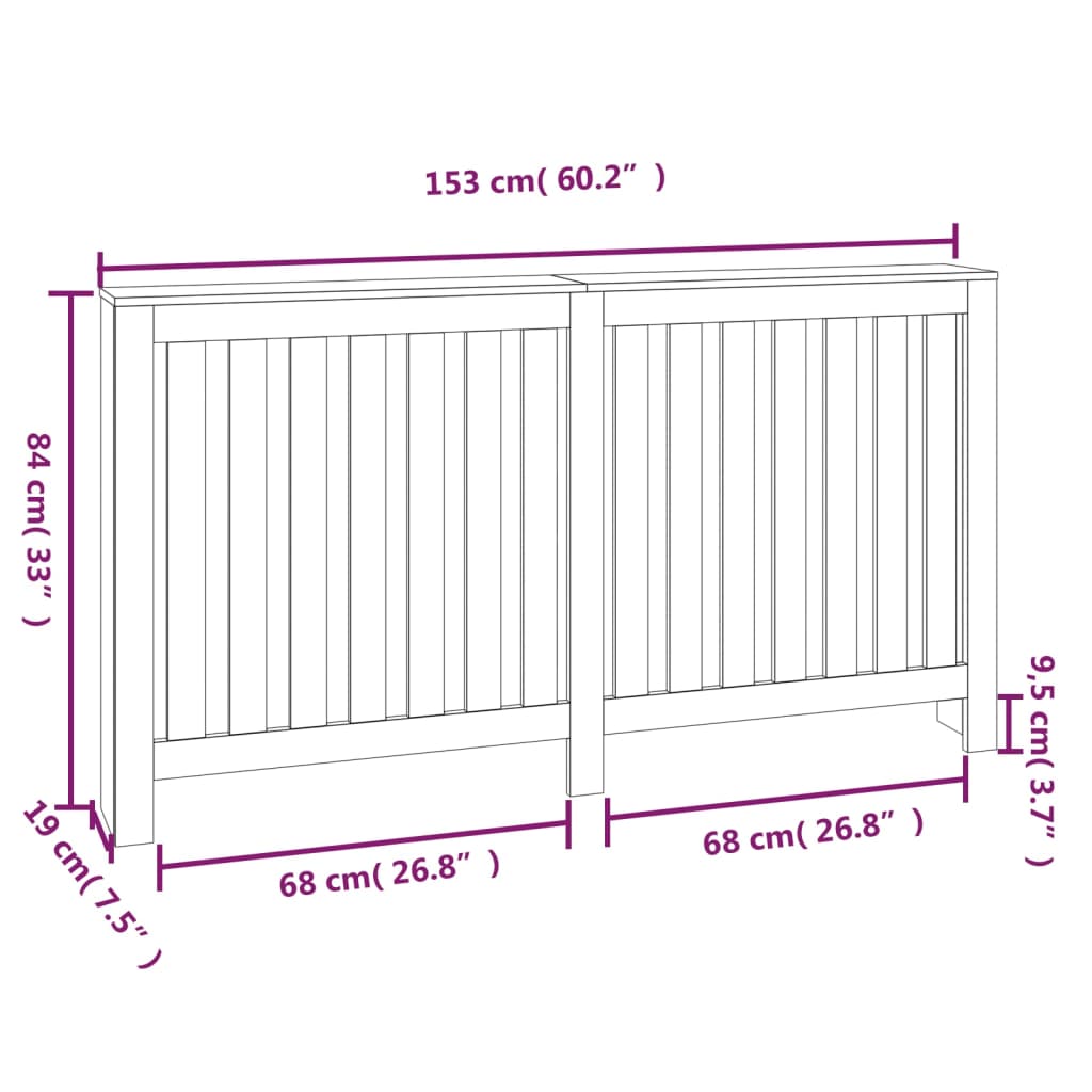 vidaXL Radiator Cover Office Heating Cabinet Cupboard Shelf Solid Wood Pine