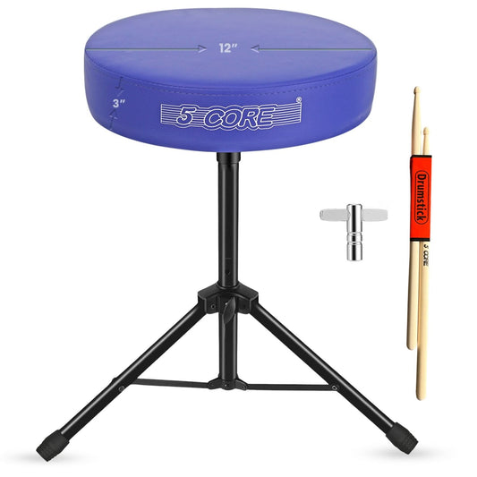 5 Core Drum Throne 3" Thick Padded Comfortable Guitar Stool Drummer Chair Adjustable Musician Seat