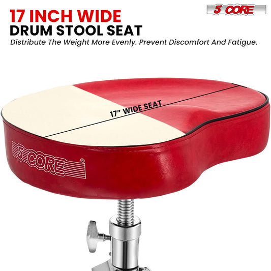 5 Core Drum Throne 4" Padded Guitar Stool Drummer Chair Adjustable Musician Seat